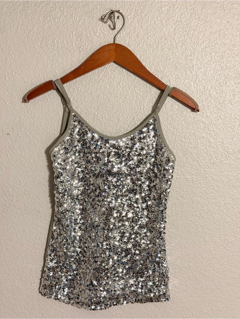 Sequin Silver Camisole Tank Top